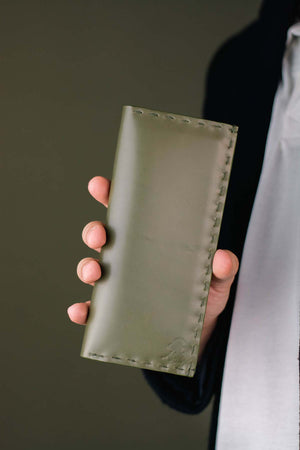 The Volonté – Olive Green Leather Long Wallet