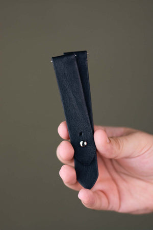 Black Leather Watch Strap  - The Hermoso