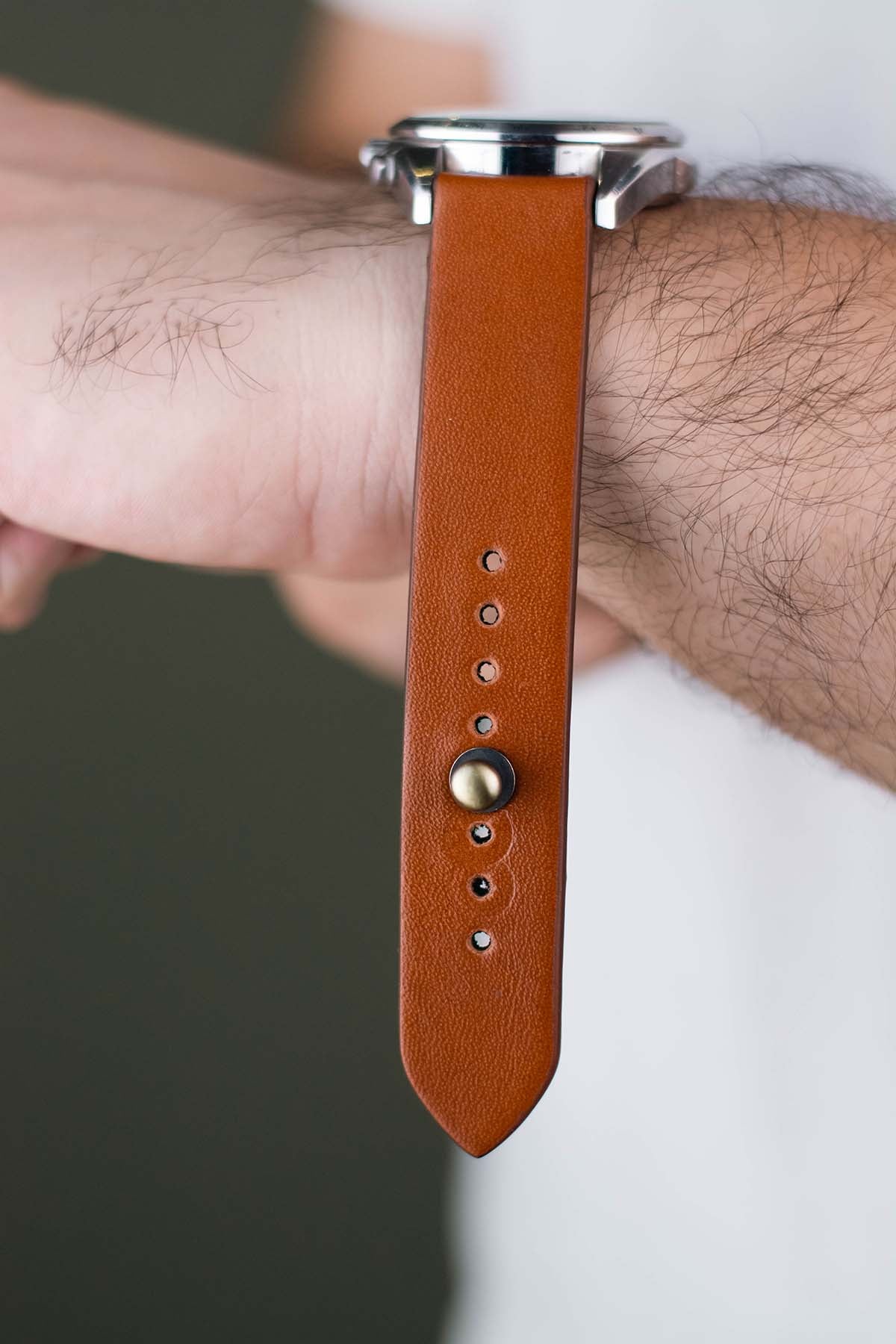 Tan Orange Leather Watch Strap  - The Hermoso