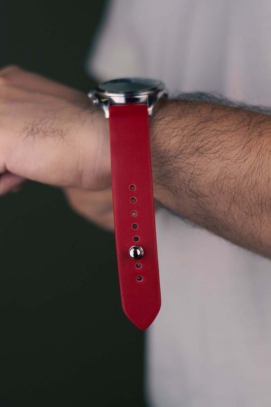 Red Leather Watch Strap - The Hermoso