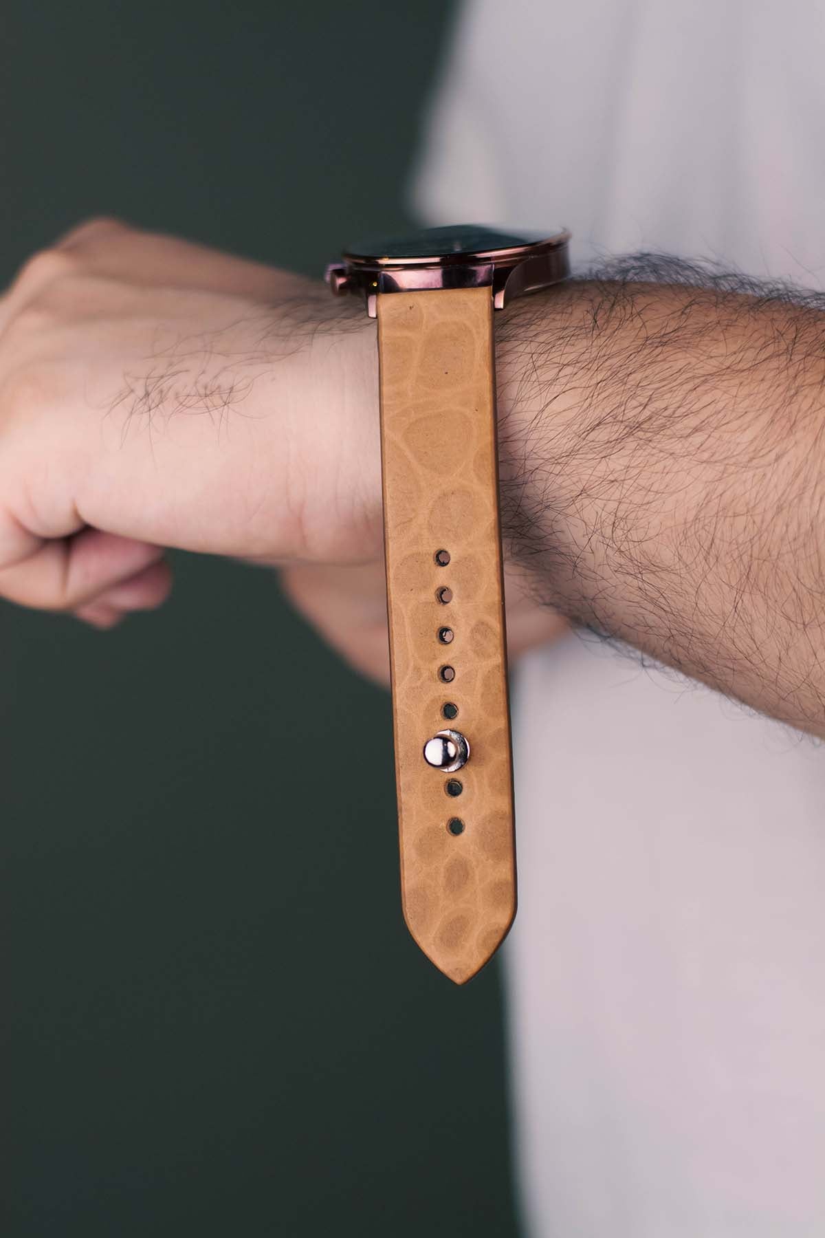 Veg Tan Croc Leather Watch Strap  - The Hermoso