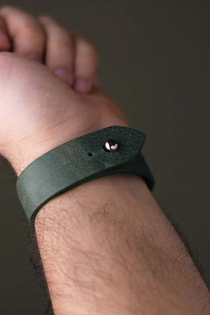 Bracelet Apple Watch Vert Olive - Bracelet Cuir Pur