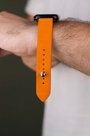 Orange Apple Watch-rem - Rem i rent läder