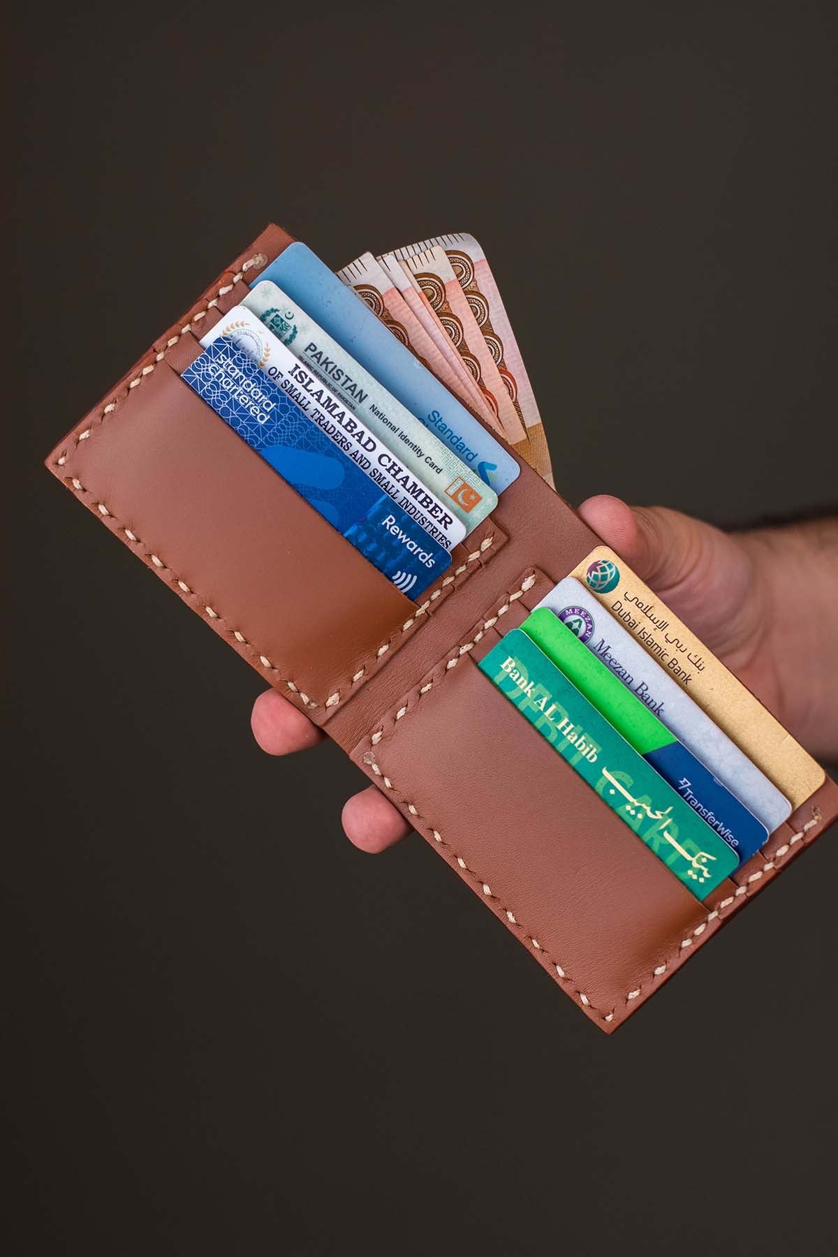 The Elegancia - Tan Brown Leather Bi-Fold Wallet