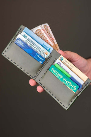 The Elegancia - Olive Green Leather Bi-Fold Wallet